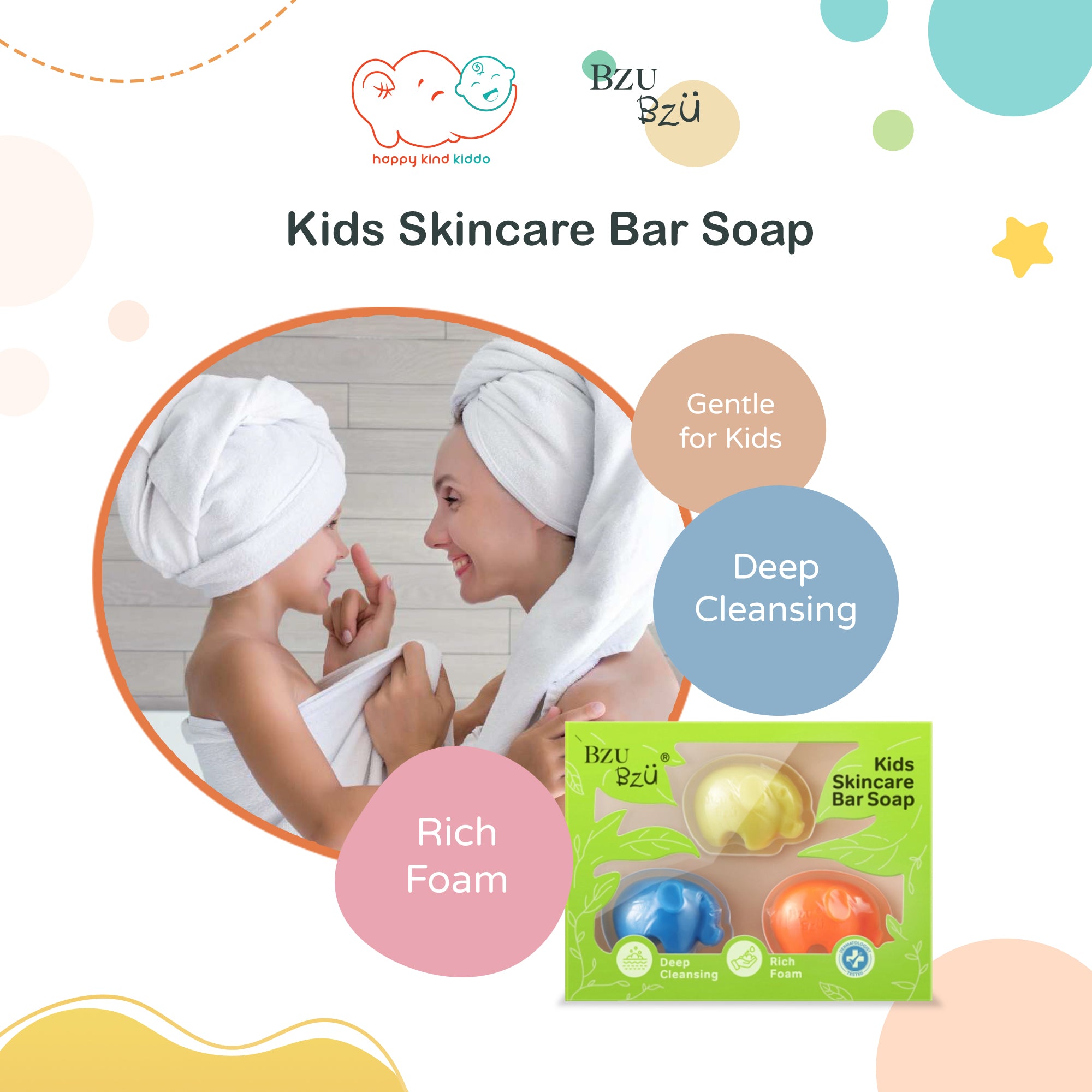 Bzu Bzu Kids Skincare Bar Soap (3-in-1)