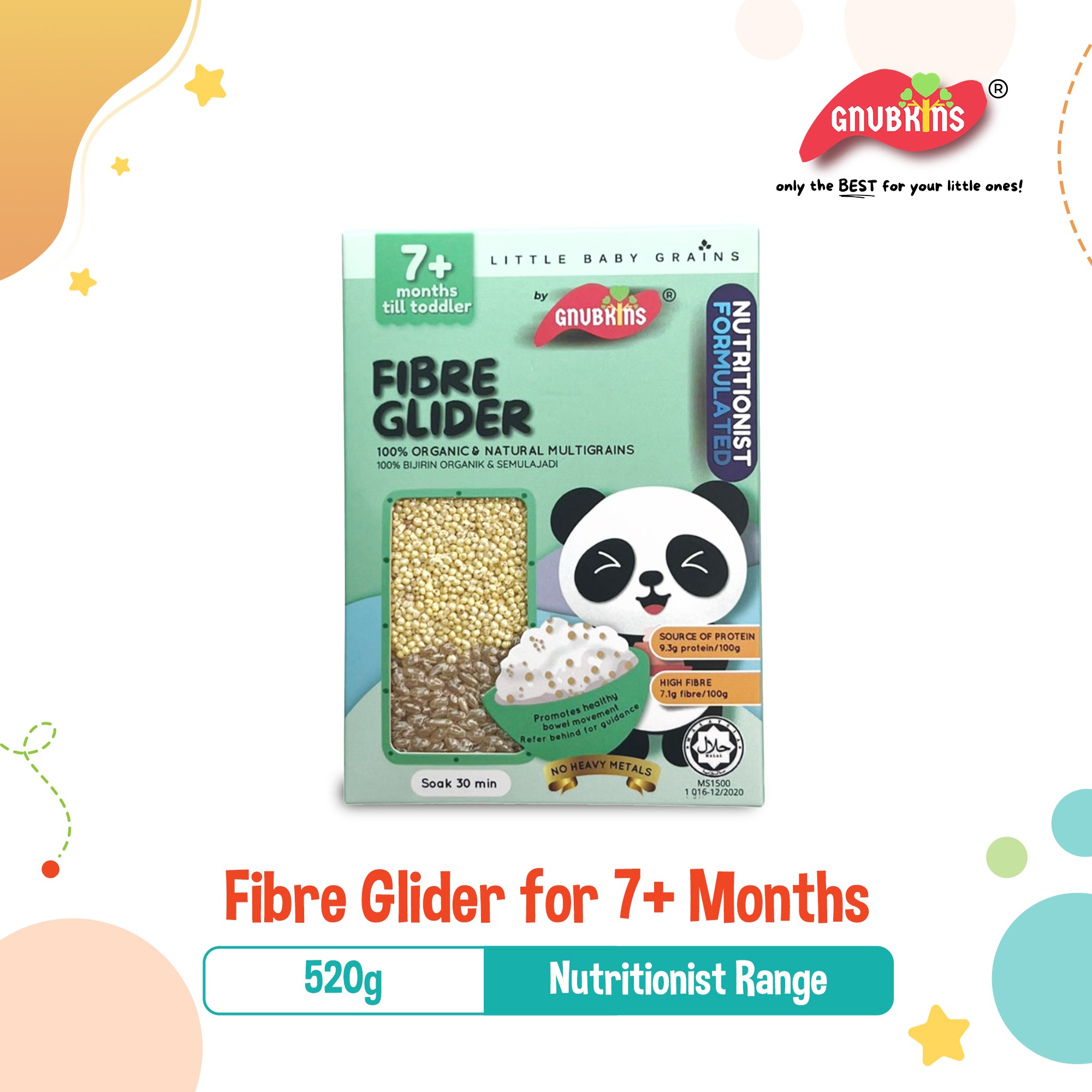 Gnubkins NUTRITIONIST FORMULATED for 6M+ or 7M+, 3 Types (Fibre Glider, Iron Power, Tummy Care)