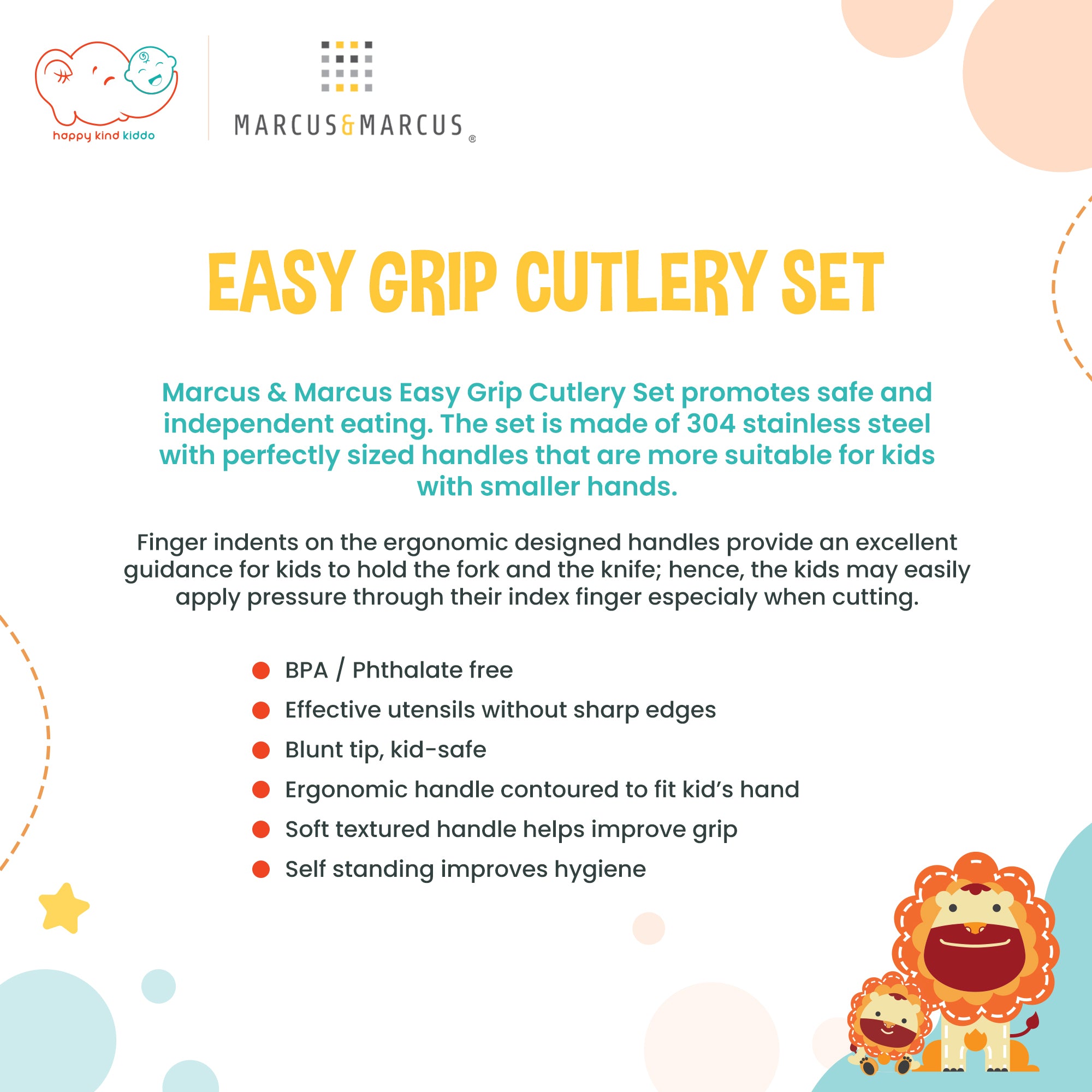 Marcus & Marcus Easy Grip Cutlery Set for 3Y+