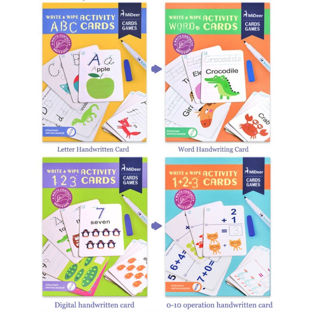 MiDeer Write & Wipe Activity Card (4 Activities)