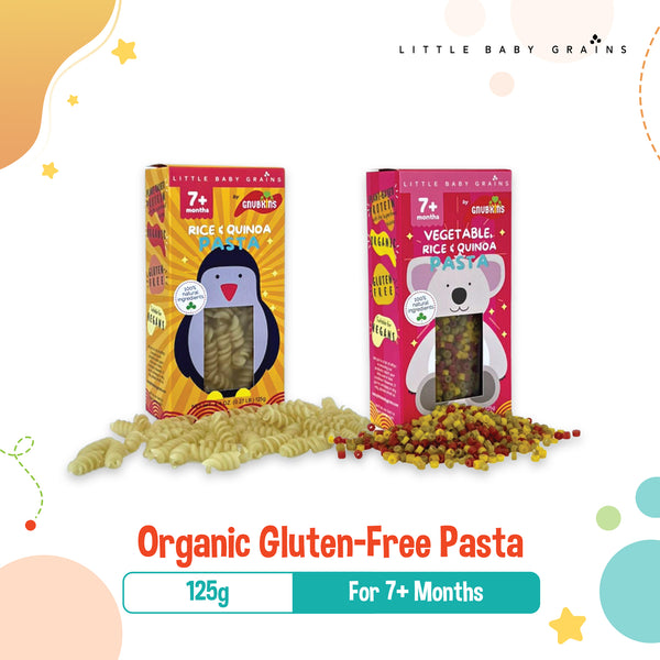 Little Baby Grains Organic Gluten-Free Pasta for 7M+, 2 Types (Rice & Quinoa or Vegetable, Rice & Quinoa)