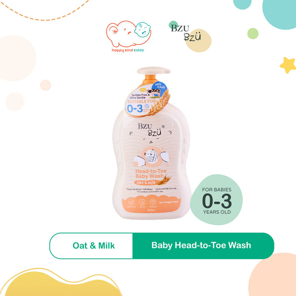 Bzu Bzu Head-to-Toe Oat Milk Baby Wash (600mL)