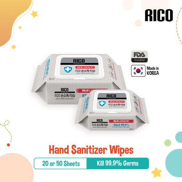 Rico Hand Sanitizer Wipes (20s or 50s), Made in Korea