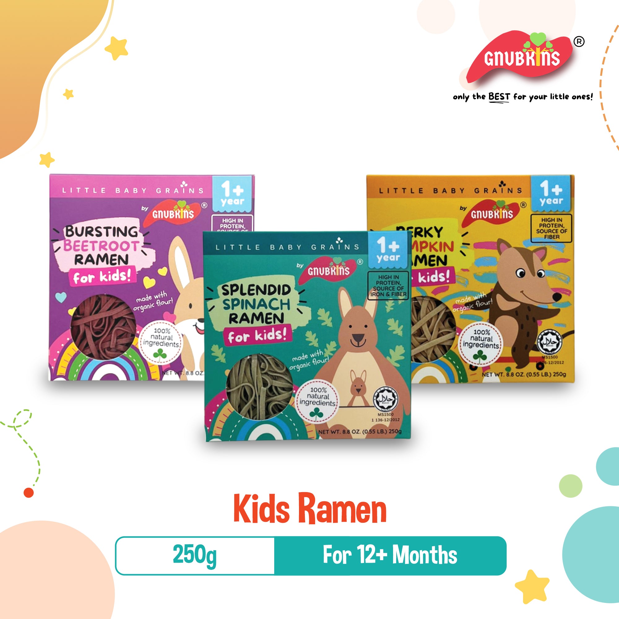 Gnubkins Kids Ramen for 12M+, 3 Types (Beetroot, Pumpkin, Spinach)