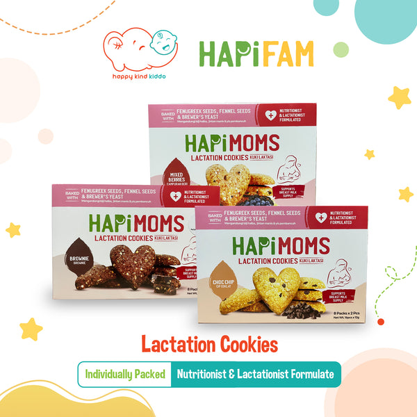 Hapifam HAPIMOMS Lactation Cookies, 3 Flavors (Choc Chip, Cookie Brownie, Mixed Berries)