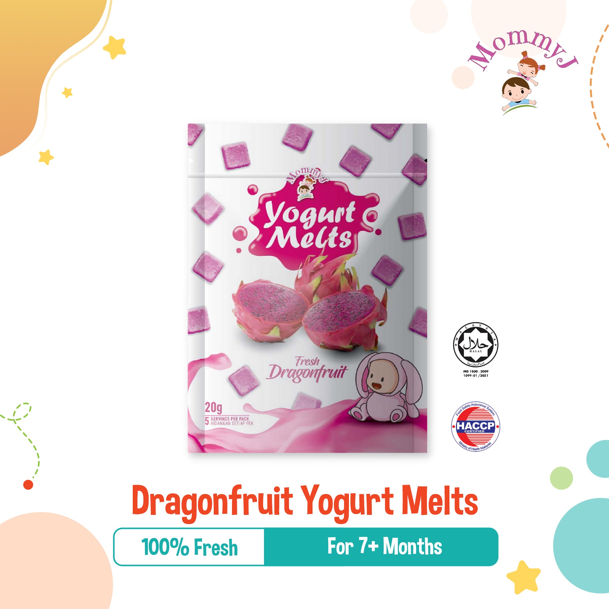 MommyJ Baby Yogurt Melts for 7M+, 2 Flavors (Dragon Fruit, Mango)