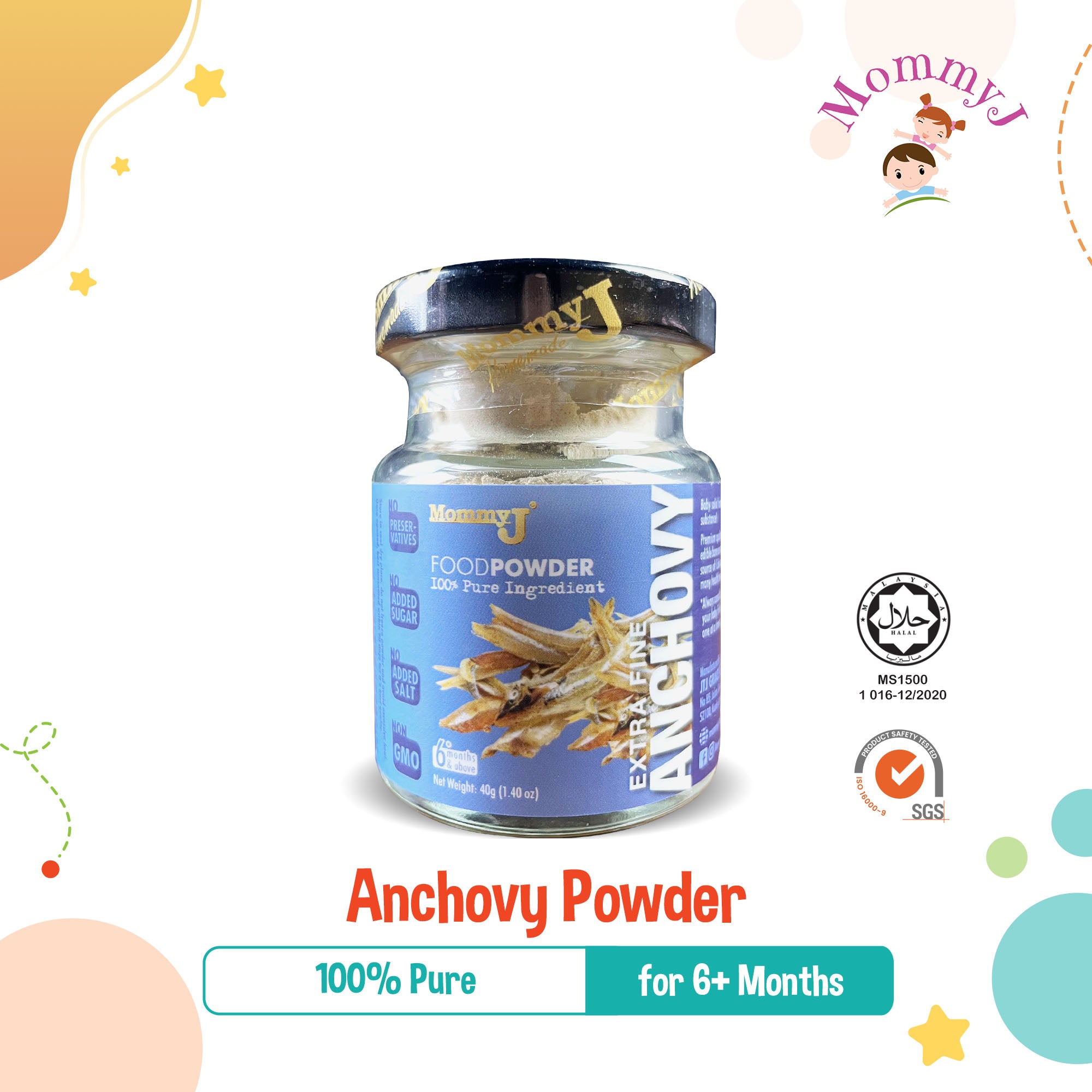 MommyJ Natural Food Powder for 6M+, 9 Flavors (Anchovy, Chicken, Scallop, Whitebait, Garlic, Kombu, Mushroom, Onion, Seaweed)