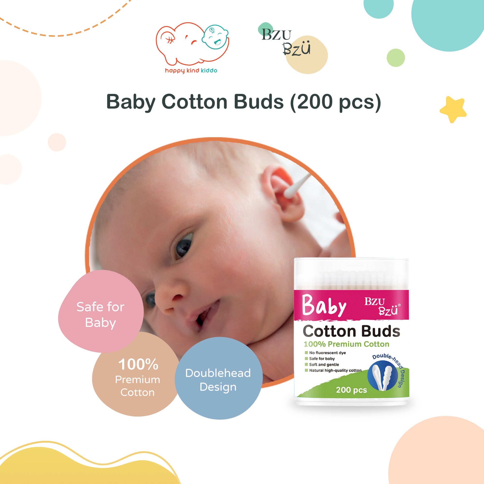 Bzu Bzu Baby Cotton Buds (200 pcs)