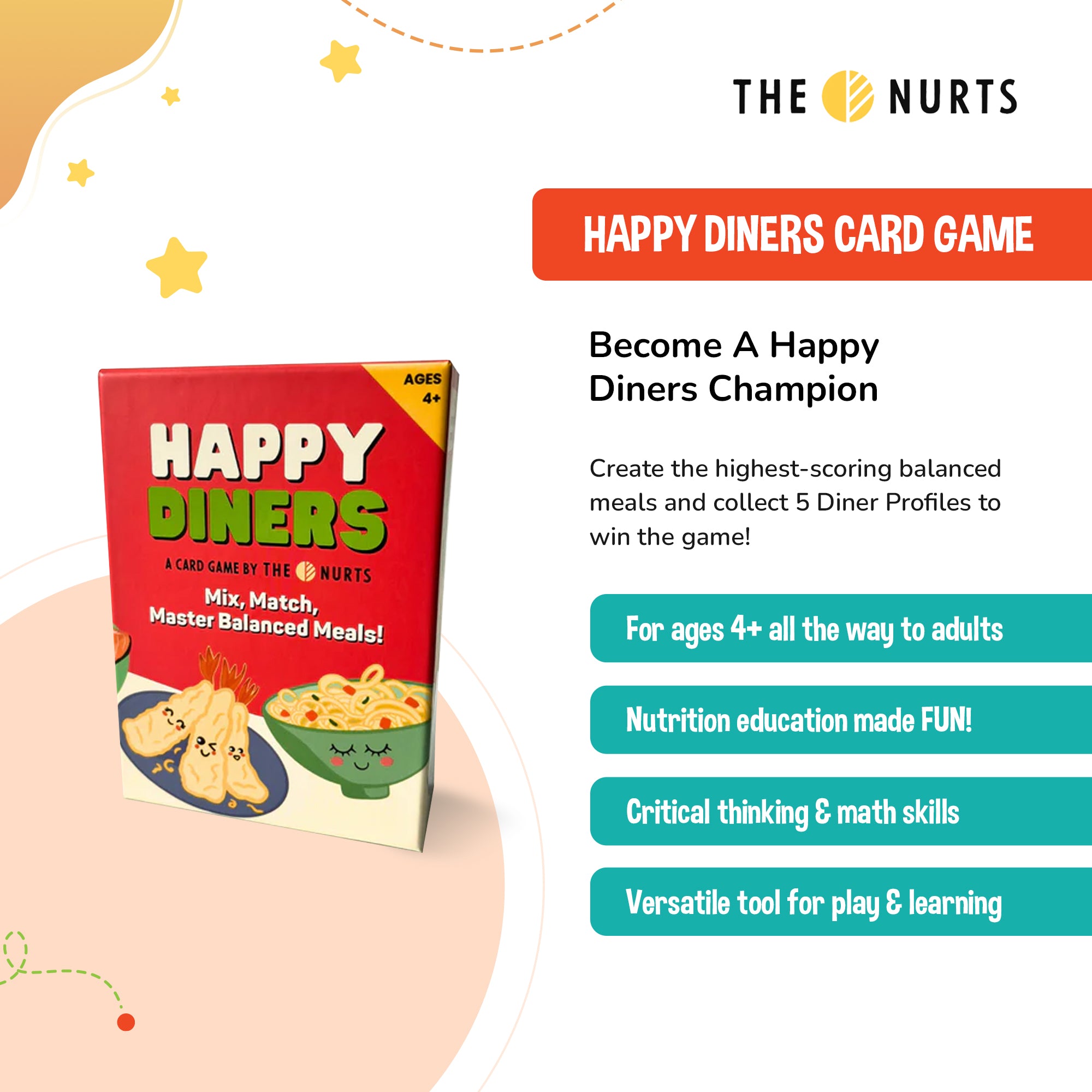 The Nurts HAPPY DINERS Card Game for 4Y+