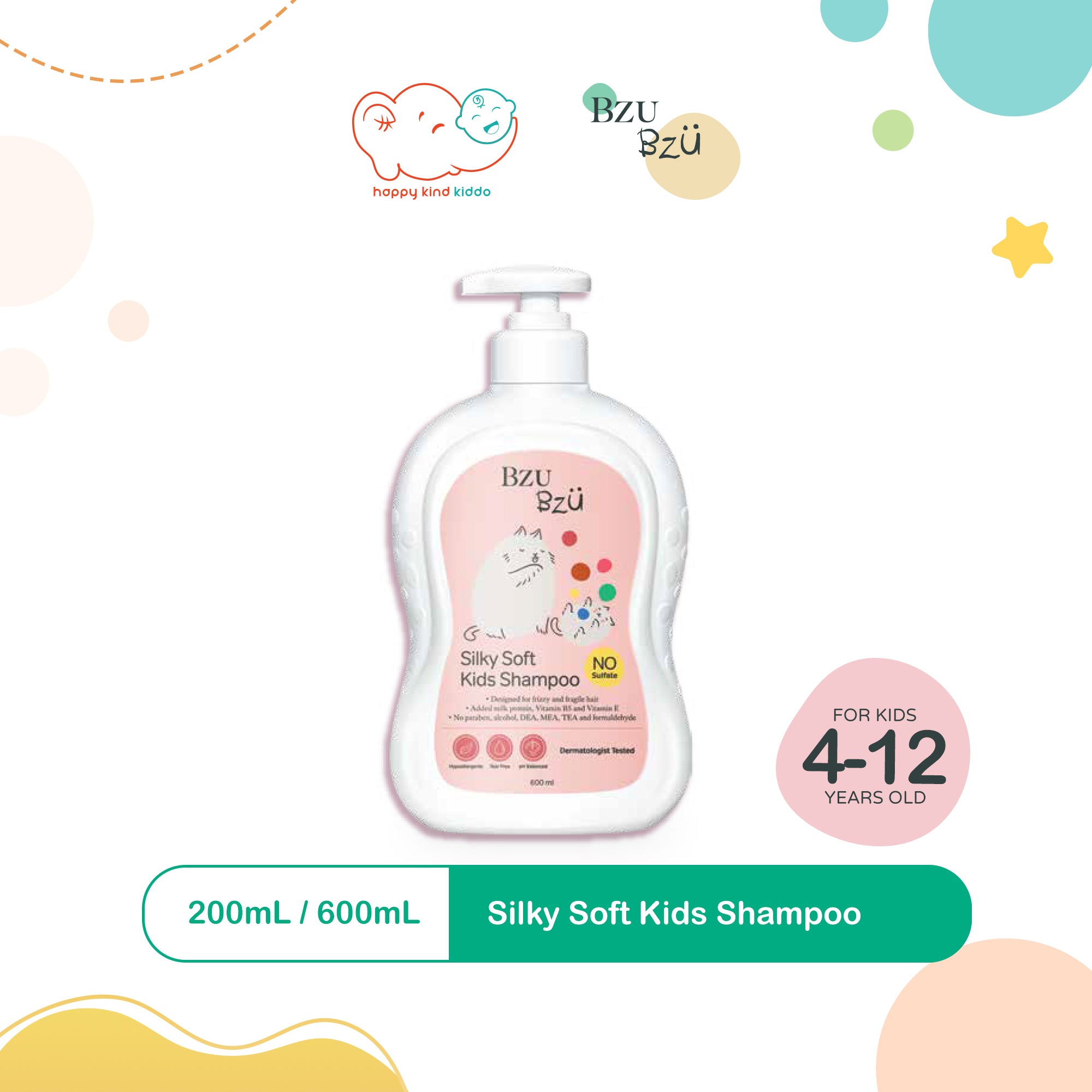 Bzu Bzu Silky Soft Kids Shampoo (200mL or 600mL)