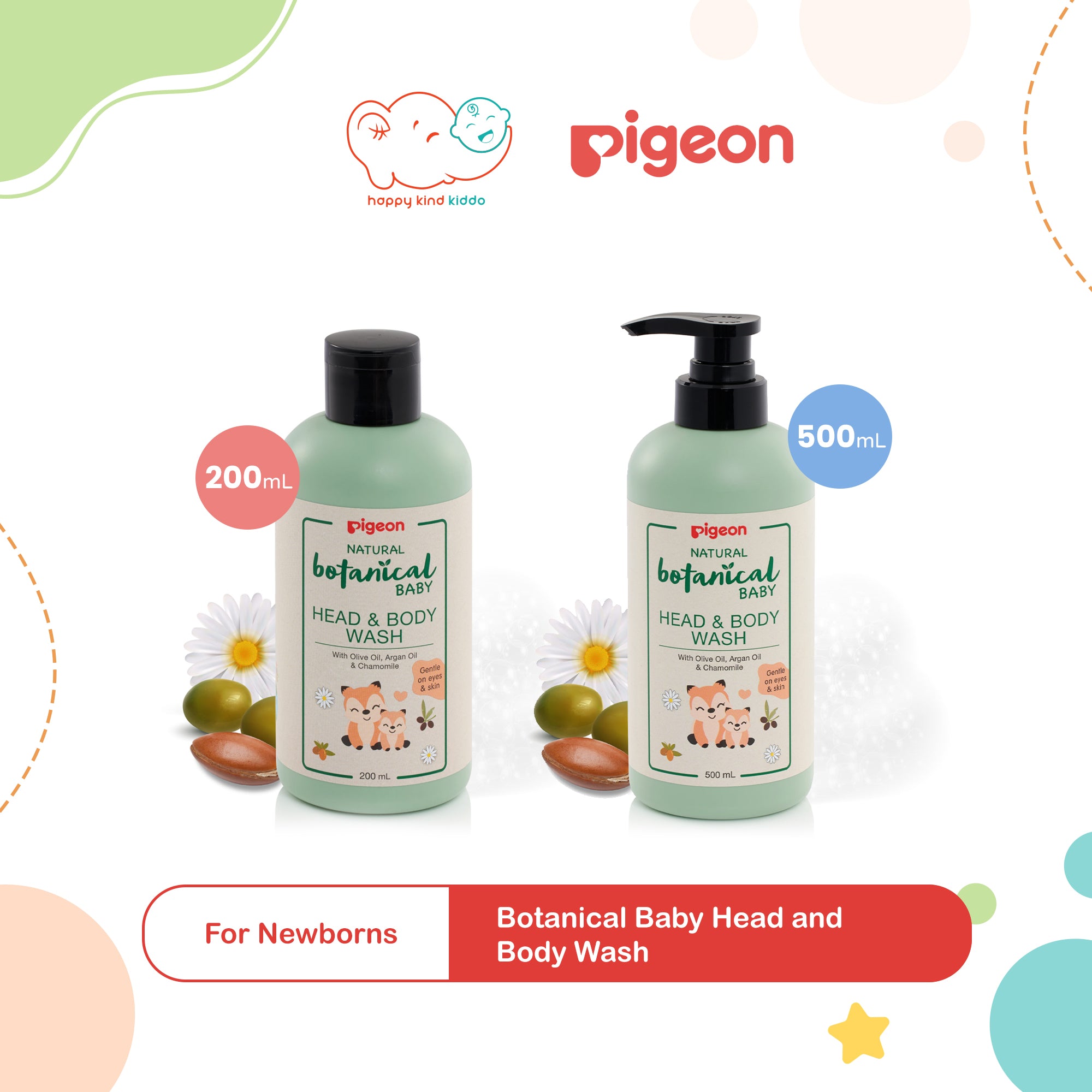 Pigeon Natural Botanical Baby Head and Body Wash (200mL, 500mL)