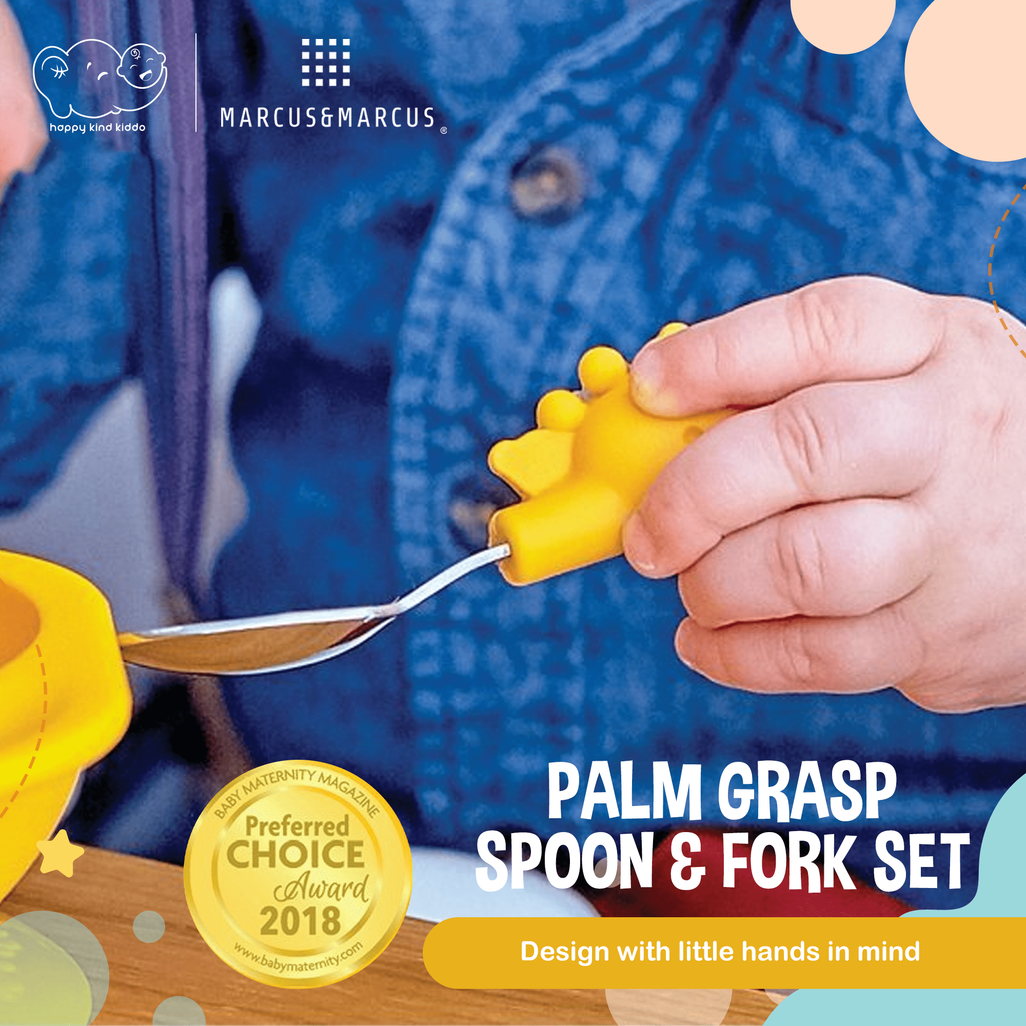 Marcus & Marcus Palm Grasp Spoon & Fork Set for 18M+