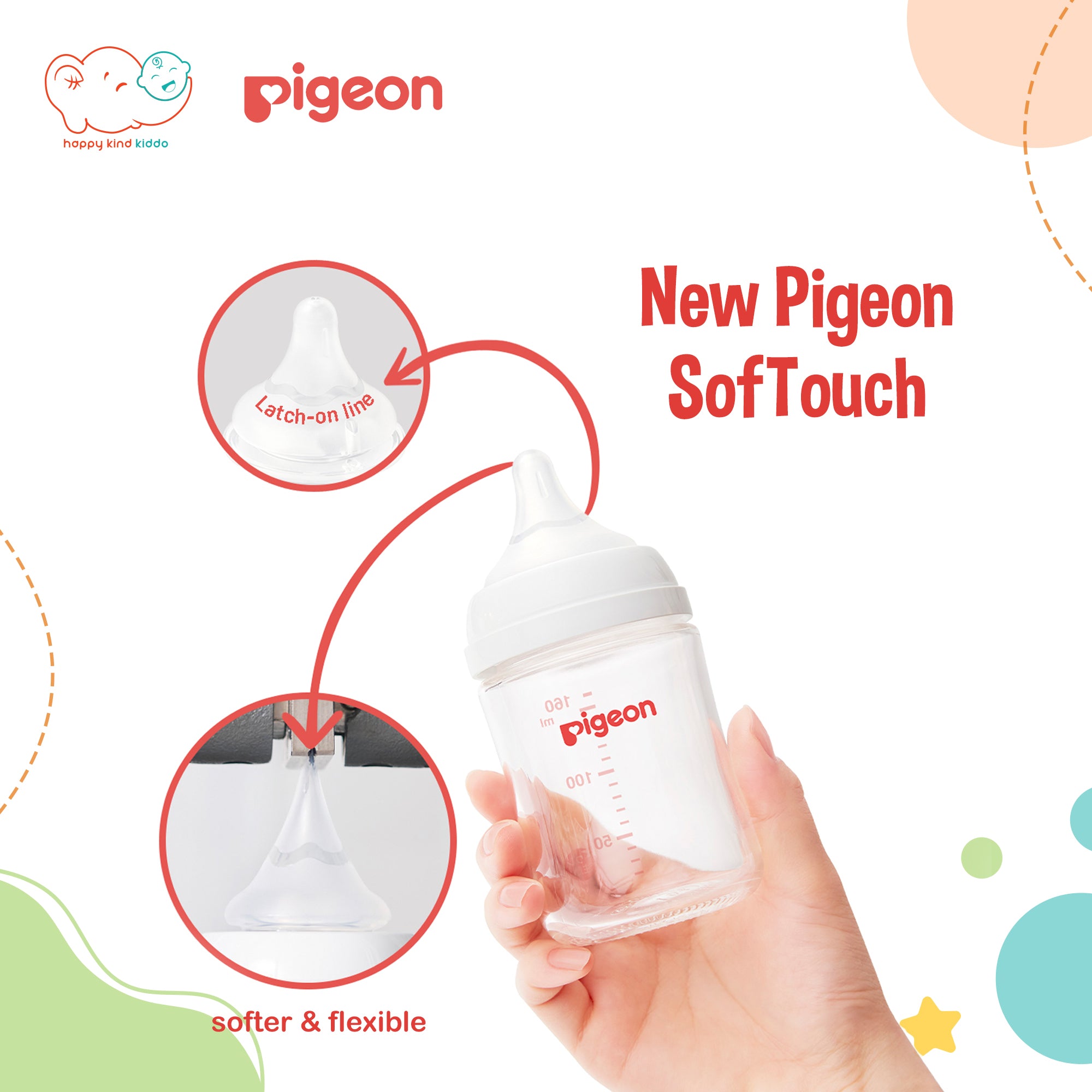 Pigeon SofTouch Wide Neck PPSU Nursing Baby Bottle, 2 Sizes (160mL, 240mL)