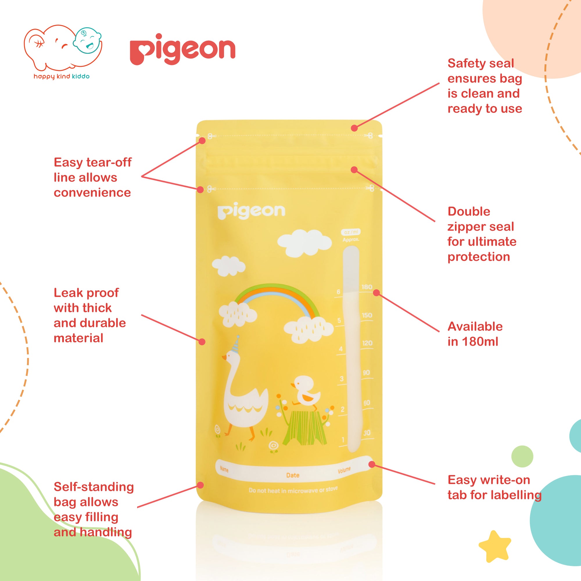 Pigeon Breastmilk Storage Bags (25 Bags), 180mL Animal Series