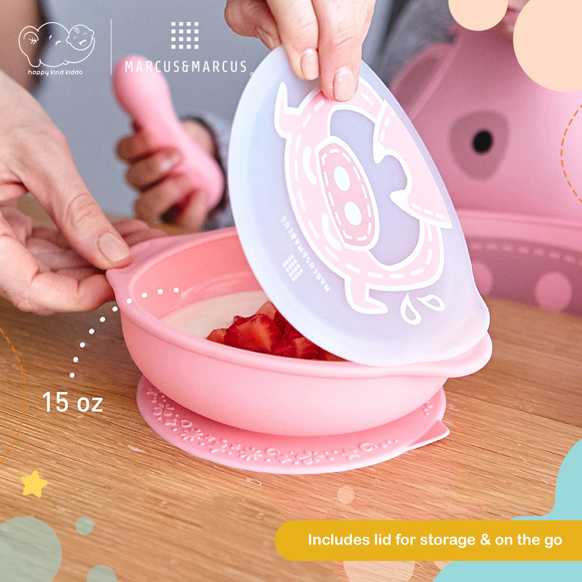 Marcus & Marcus Suction Bowl With Lid for 12M+ (450mL)