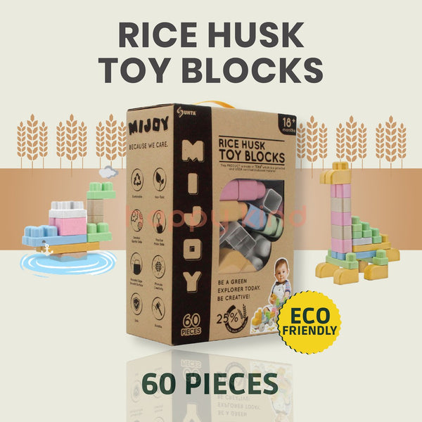 Rice Husk Toy Blocks (60 Pieces) from MIJOY